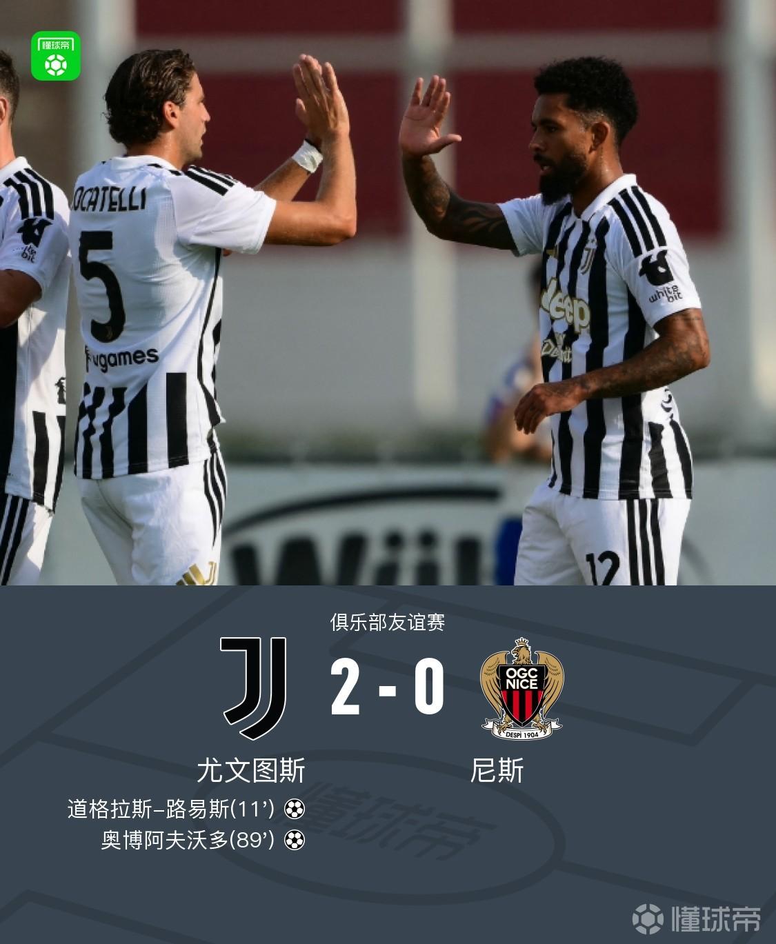 尤文2-0尼斯，道格拉斯-路易斯破门，奥博阿夫沃多建功